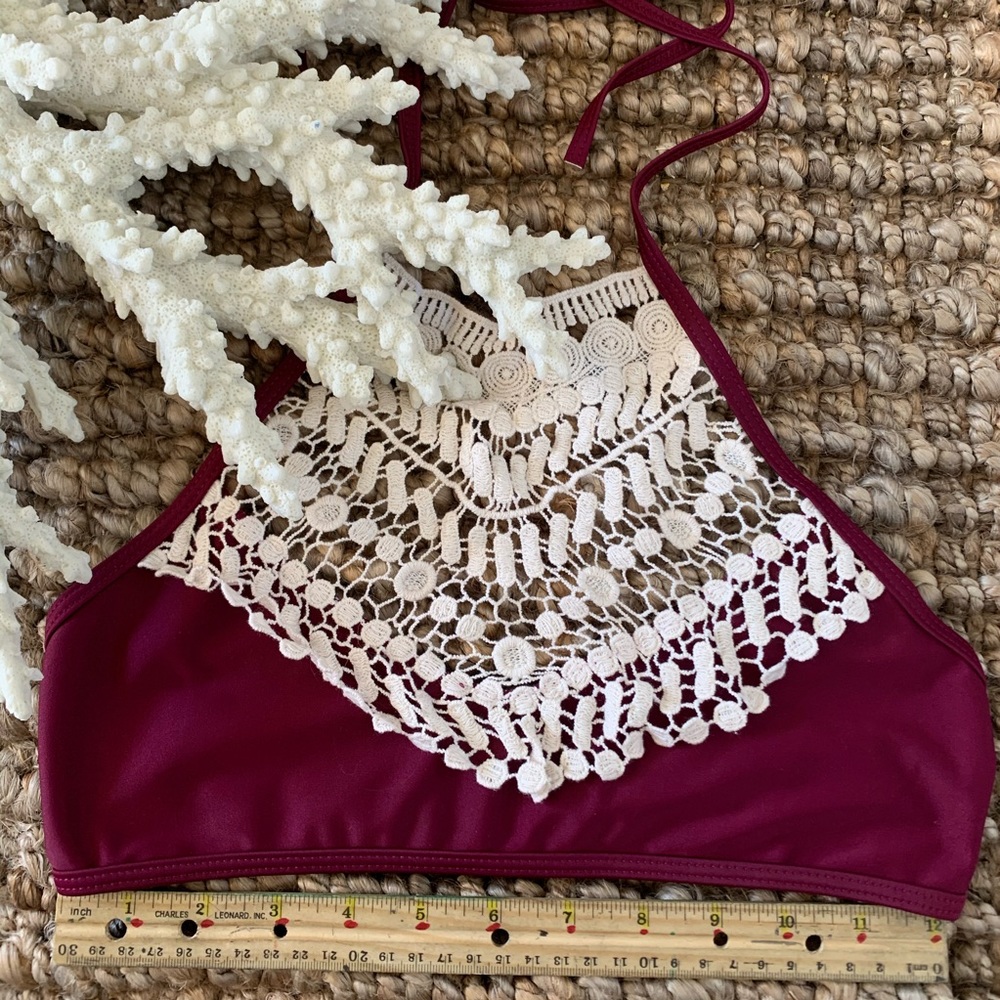 Maroon Macrame BikiniTop